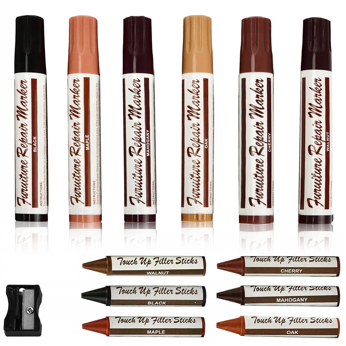 HASTHIP Furniture Touch-up Paint Marker, Set of 13, Markers and Wax Sticks with Sharpener Kit for Stains, Scratches, Wood Floors, Tables, Desks, Carpenters, Bedposts, Touch Ups, and Cover Ups HASTHIP Furniture Touch-up Paint Marker, Set of 13, Markers and Wax Sticks with Sharpener Kit for Stains, Scratches, Wood Floors, Tables, Desks, Carpenters, Bedposts, Touch Ups, and Cover Ups
